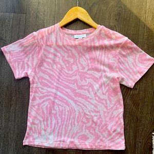 TOPSHOP pink leopard print short sleeve tee